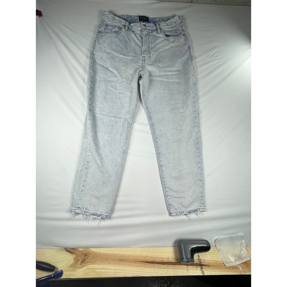 Lucky Brand Drew Mom High Rise Tapered Light‎ Wash Raw Hem Jeans 10/30A
